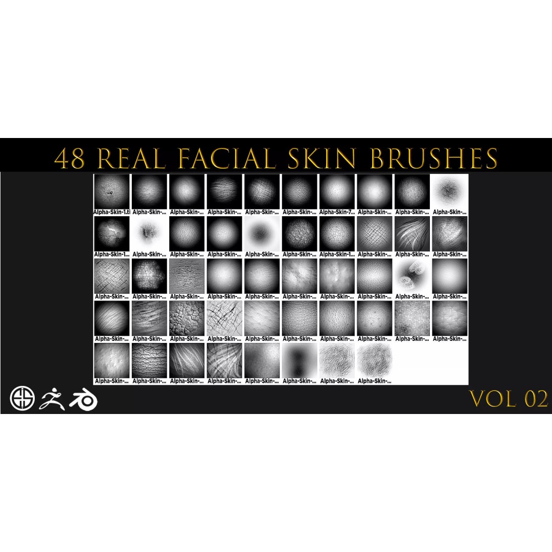 Face Skin Brush 3D Model – Realistic Alpha Brushes for Blender & Zbrush - View 15