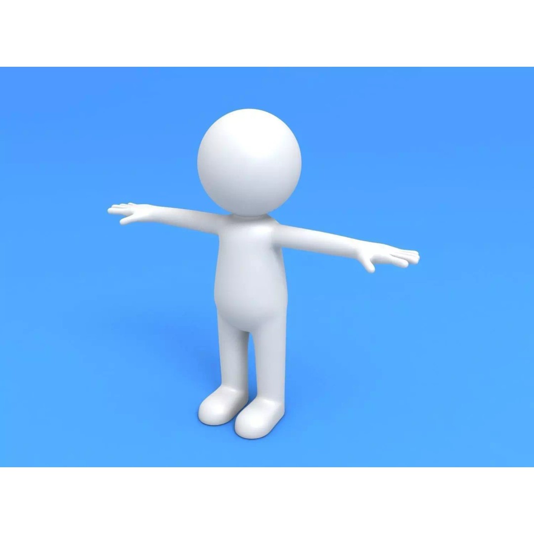 Stick Man Character 3D Model – Low Poly Game Asset, FBX - View 2
