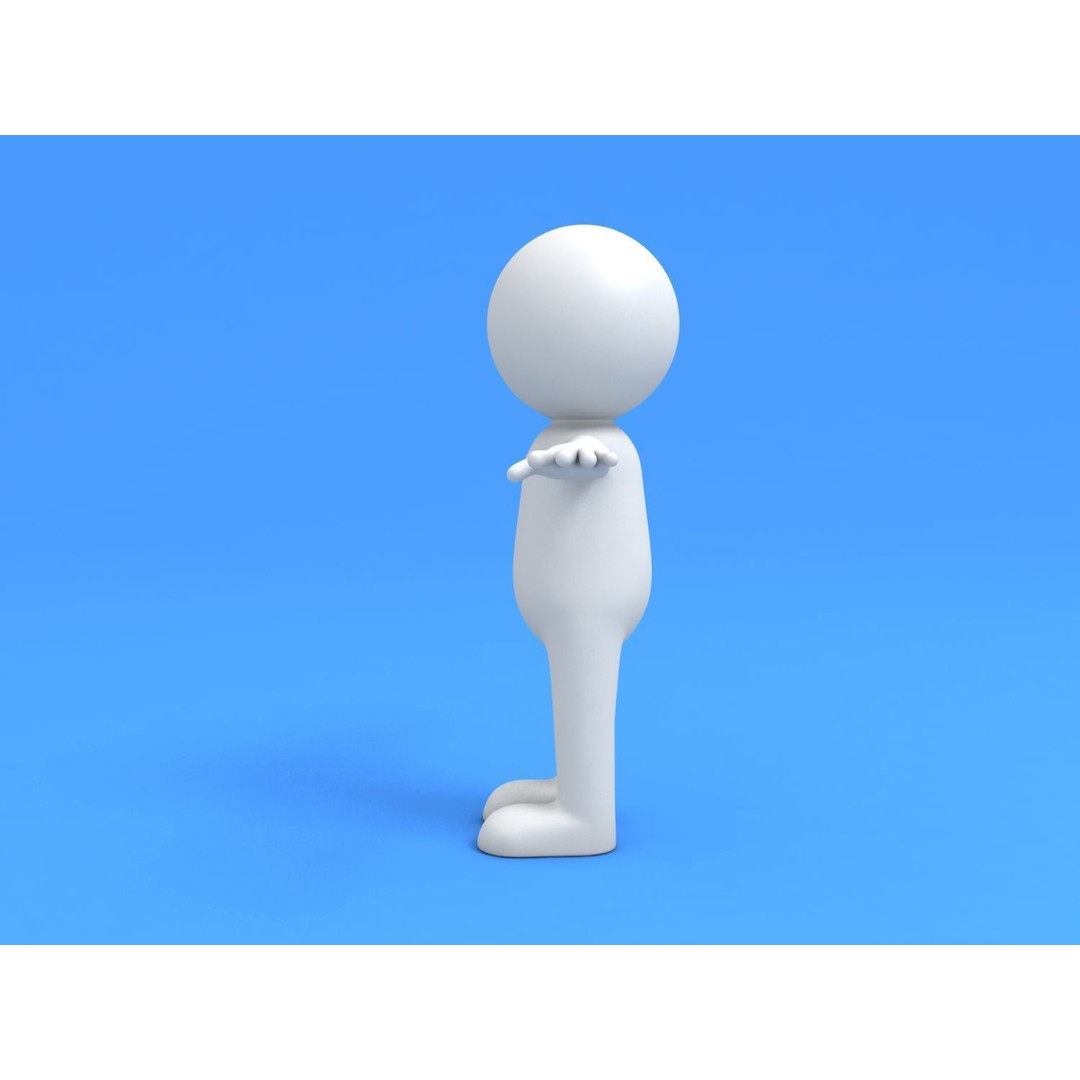 Stick Man Character 3D Model – Low Poly Game Asset, FBX - View 4