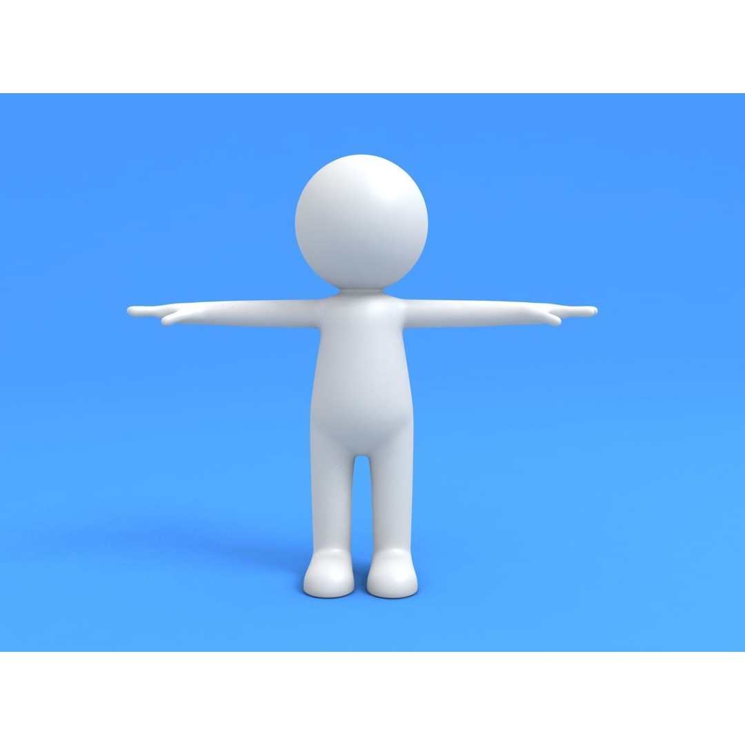 Stick Man Character 3D Model – Low Poly Game Asset, FBX - View 6