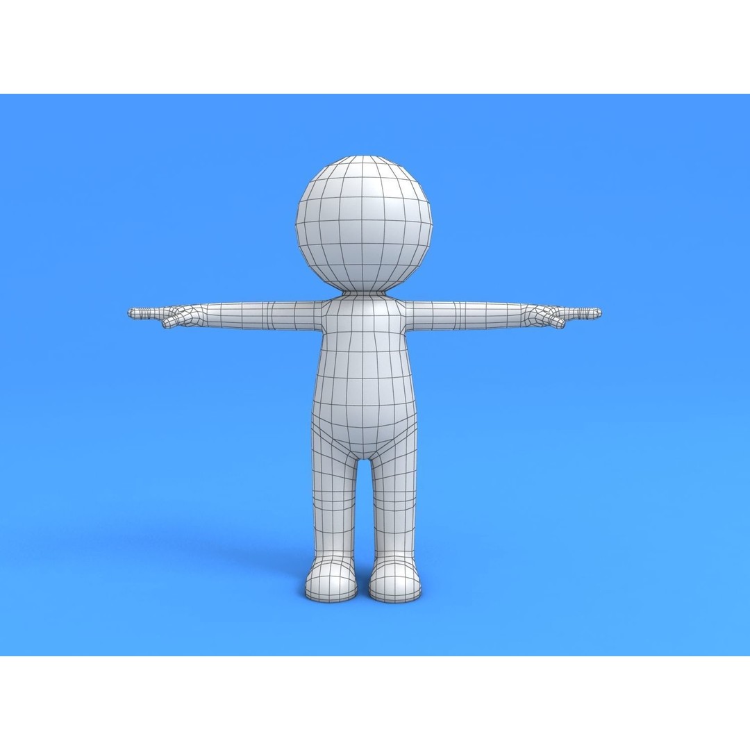 Stick Man Character 3D Model – Low Poly Game Asset, FBX - View 7