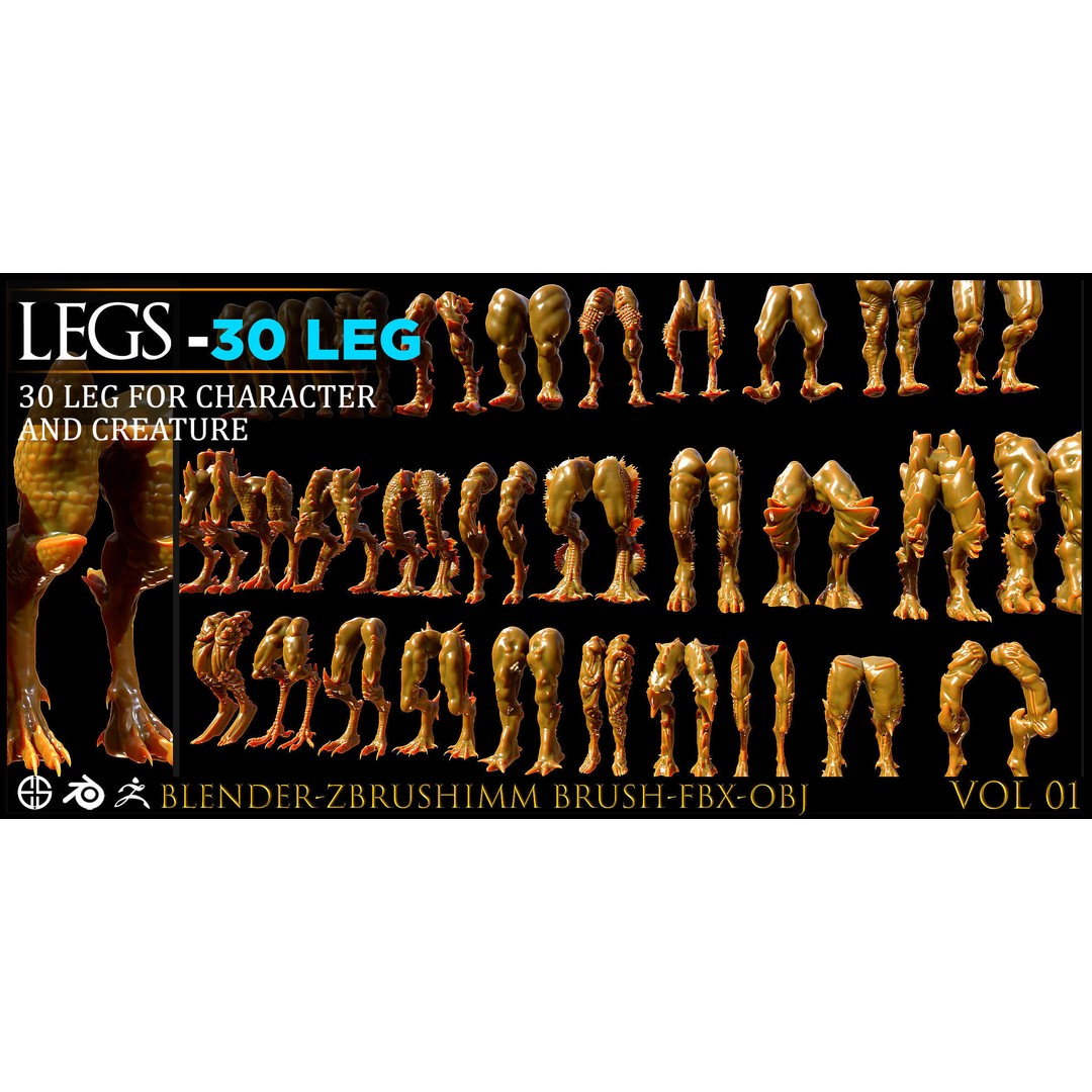 Legs 3D Model – Anatomical Character & Creature Pack, FBX, Blender - View 3