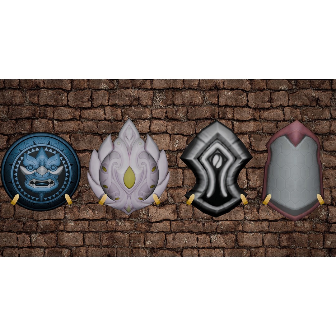 Stylized Shield 3D Model – Low Poly Game Asset, FBX, PBR Textures - View 10