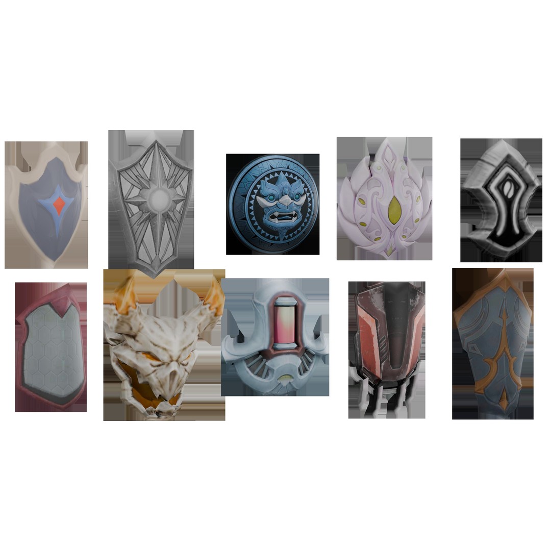 Stylized Shield 3D Model – Low Poly Game Asset, FBX, PBR Textures - View 4