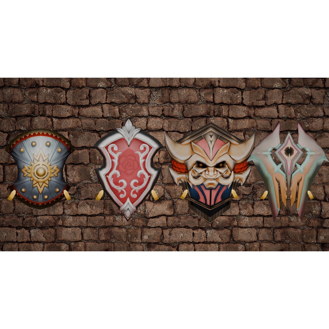 Stylized Shield 3D Model – Low Poly Game Asset, FBX, PBR Textures - View 7