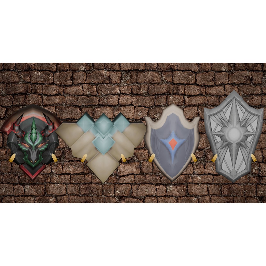Stylized Shield 3D Model – Low Poly Game Asset, FBX, PBR Textures - View 9