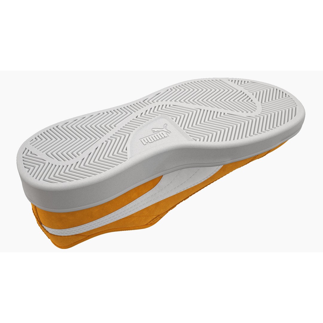 Puma Smash 3D Model – Orange Suede Sneakers, PBR Textures, FBX - View 10