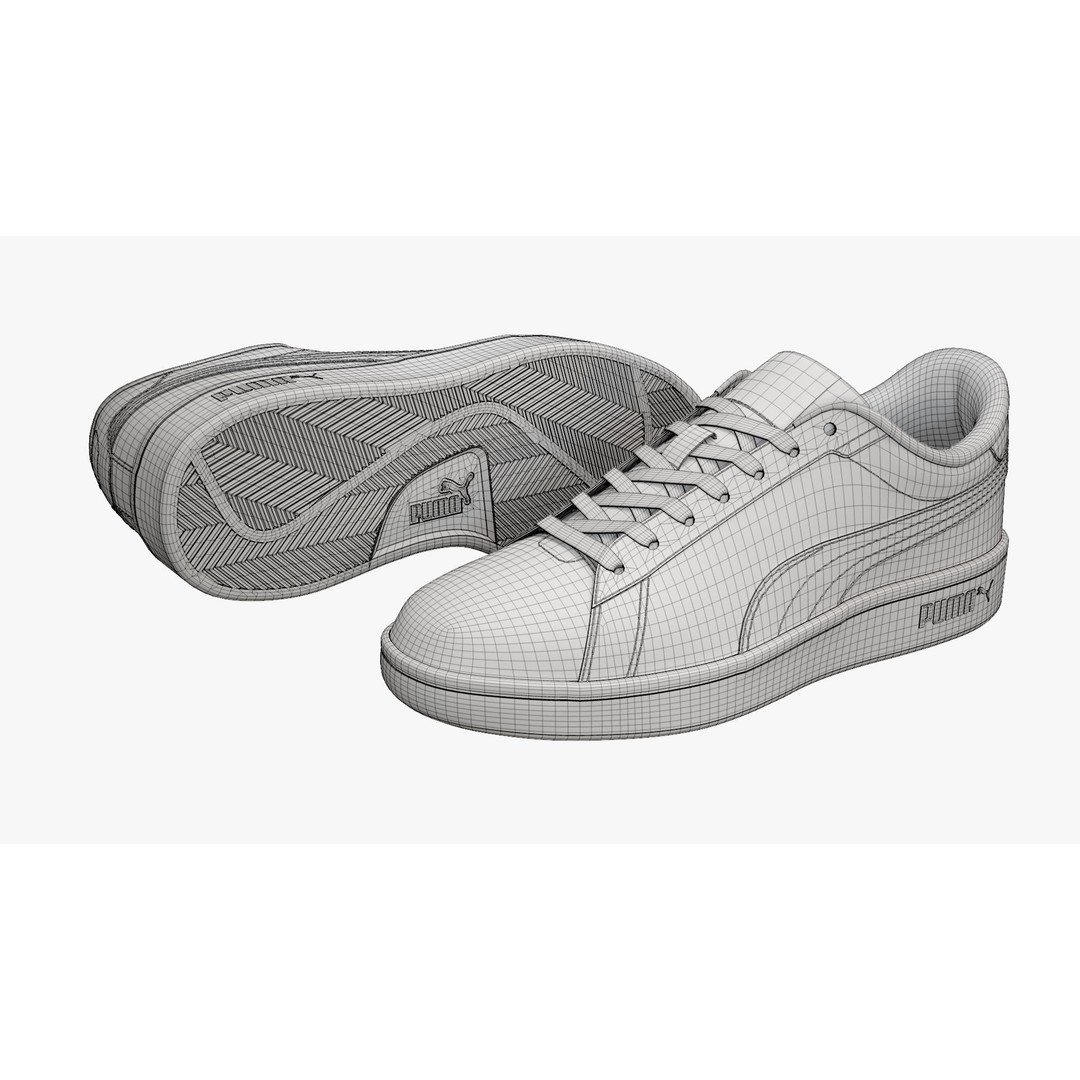 Puma Smash 3D Model – Orange Suede Sneakers, PBR Textures, FBX - View 15