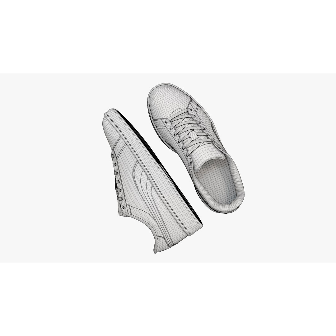 Puma Smash 3D Model – Orange Suede Sneakers, PBR Textures, FBX - View 16