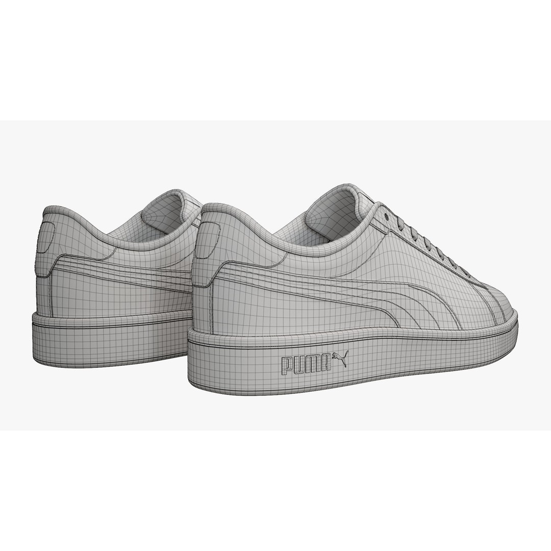 Puma Smash 3D Model – Orange Suede Sneakers, PBR Textures, FBX - View 17
