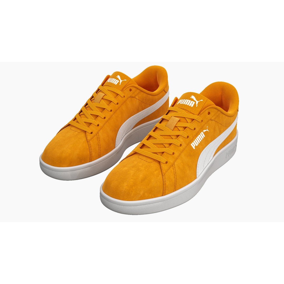 Puma Smash 3D Model – Orange Suede Sneakers, PBR Textures, FBX - View 6