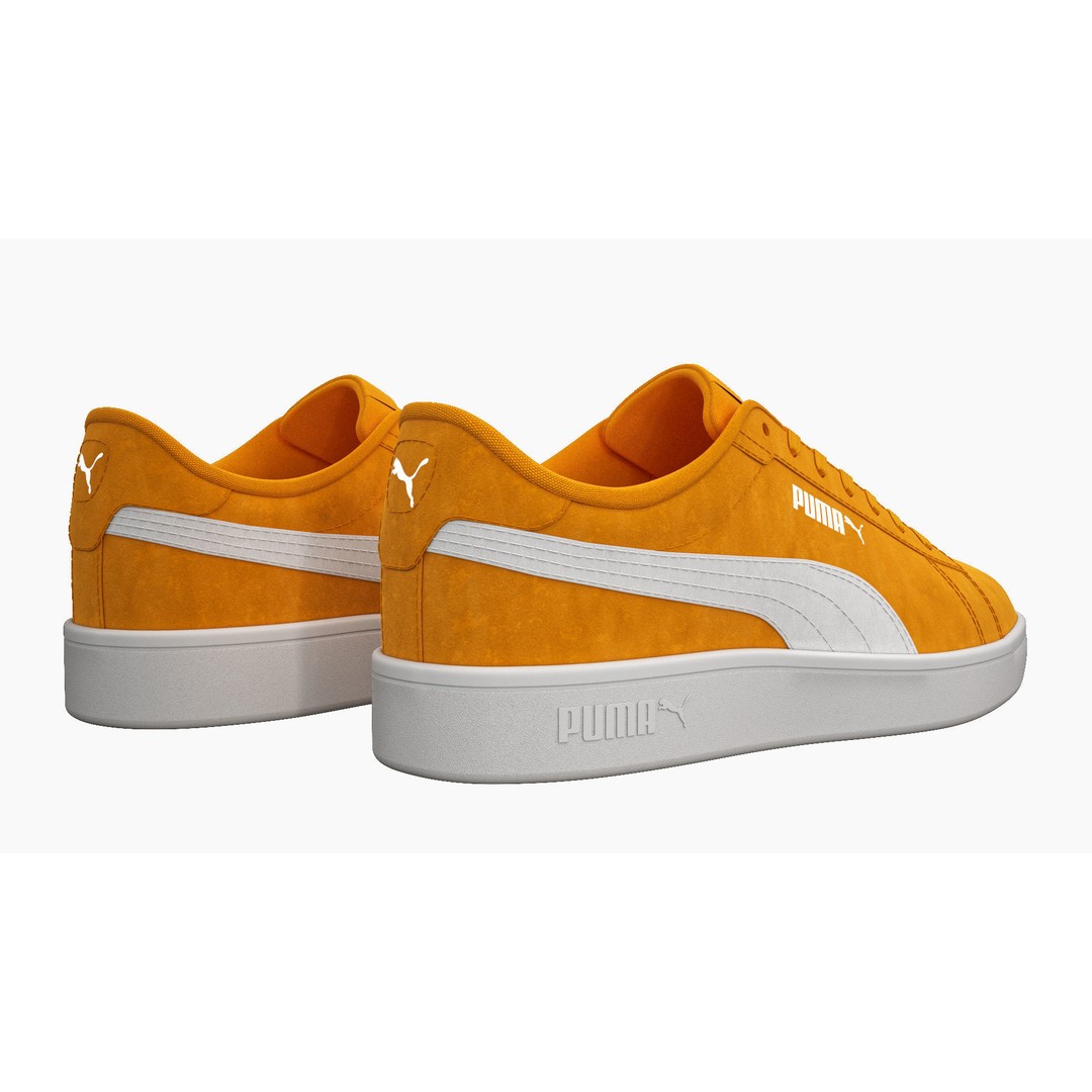 Puma Smash 3D Model – Orange Suede Sneakers, PBR Textures, FBX - View 7