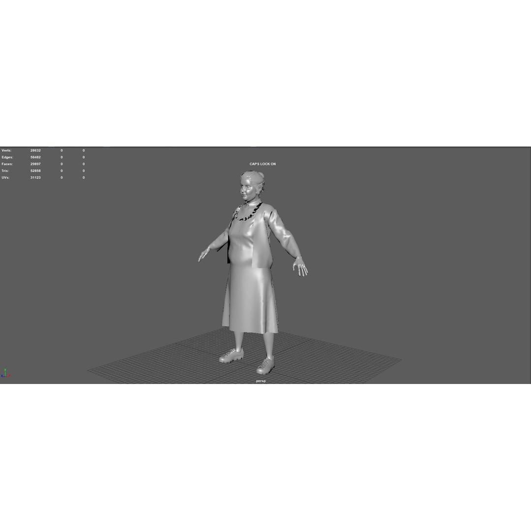 Elderly Woman 3D Model – Realistic Character with PBR Textures - View 8
