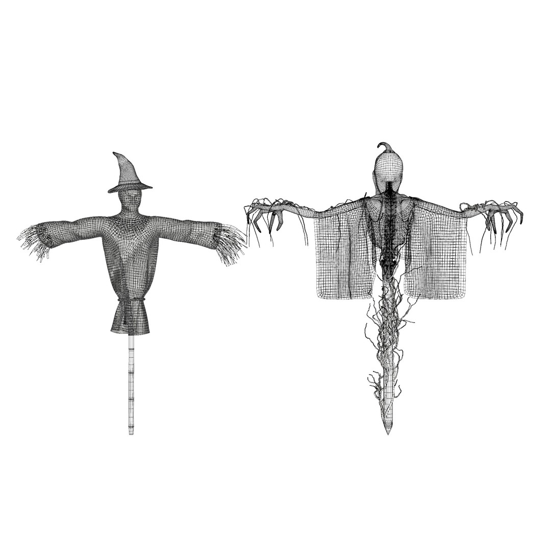 Scarecrow 3D Model – Low Poly Halloween Game Asset, FBX