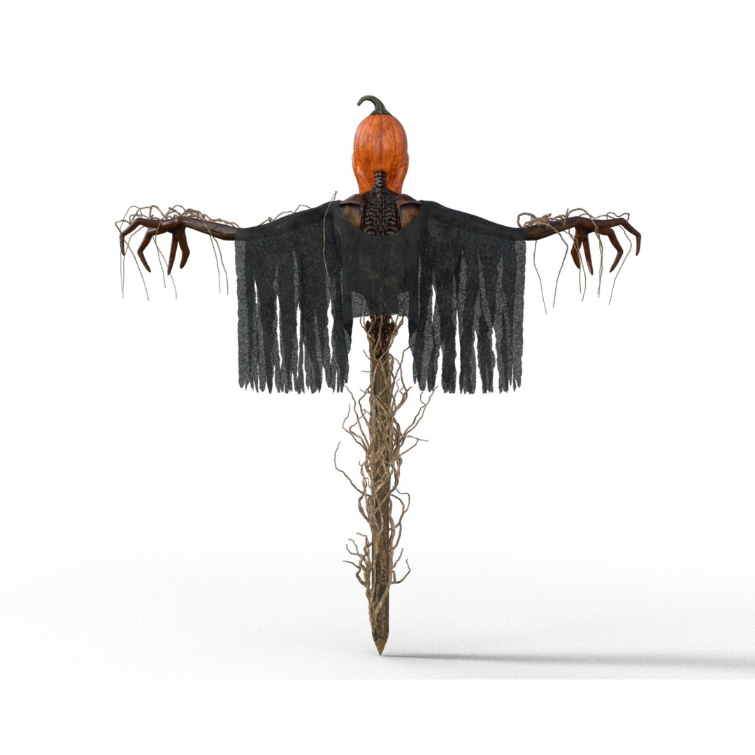 Scarecrow 3D Model – Low Poly Halloween Game Asset, FBX - View 11