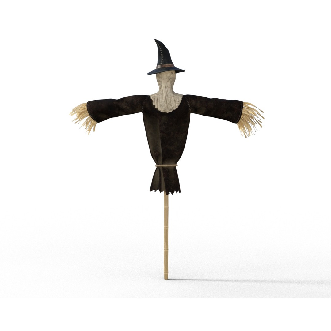 Scarecrow 3D Model – Low Poly Halloween Game Asset, FBX - View 12