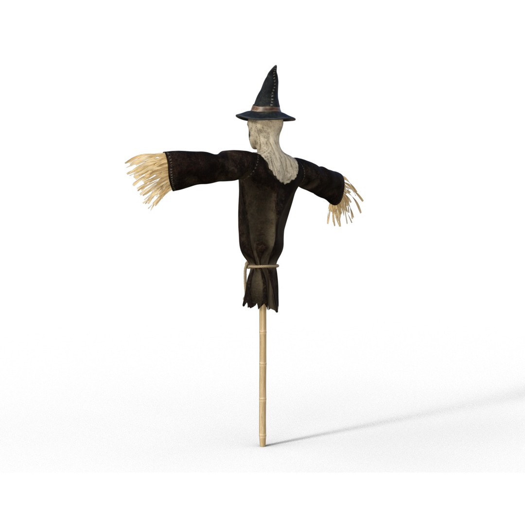 Scarecrow 3D Model – Low Poly Halloween Game Asset, FBX - View 14