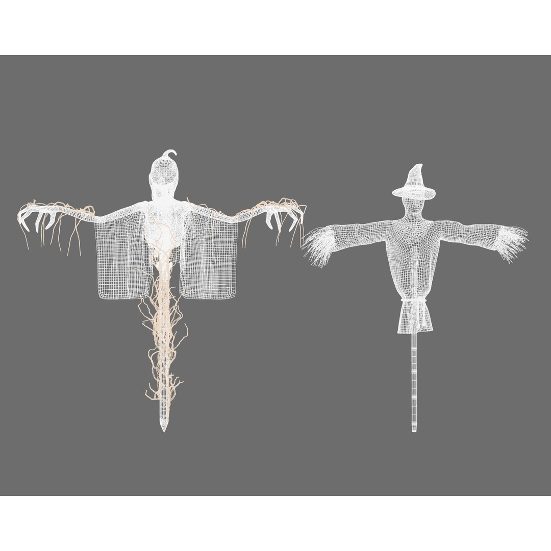 Scarecrow 3D Model – Low Poly Halloween Game Asset, FBX - View 15