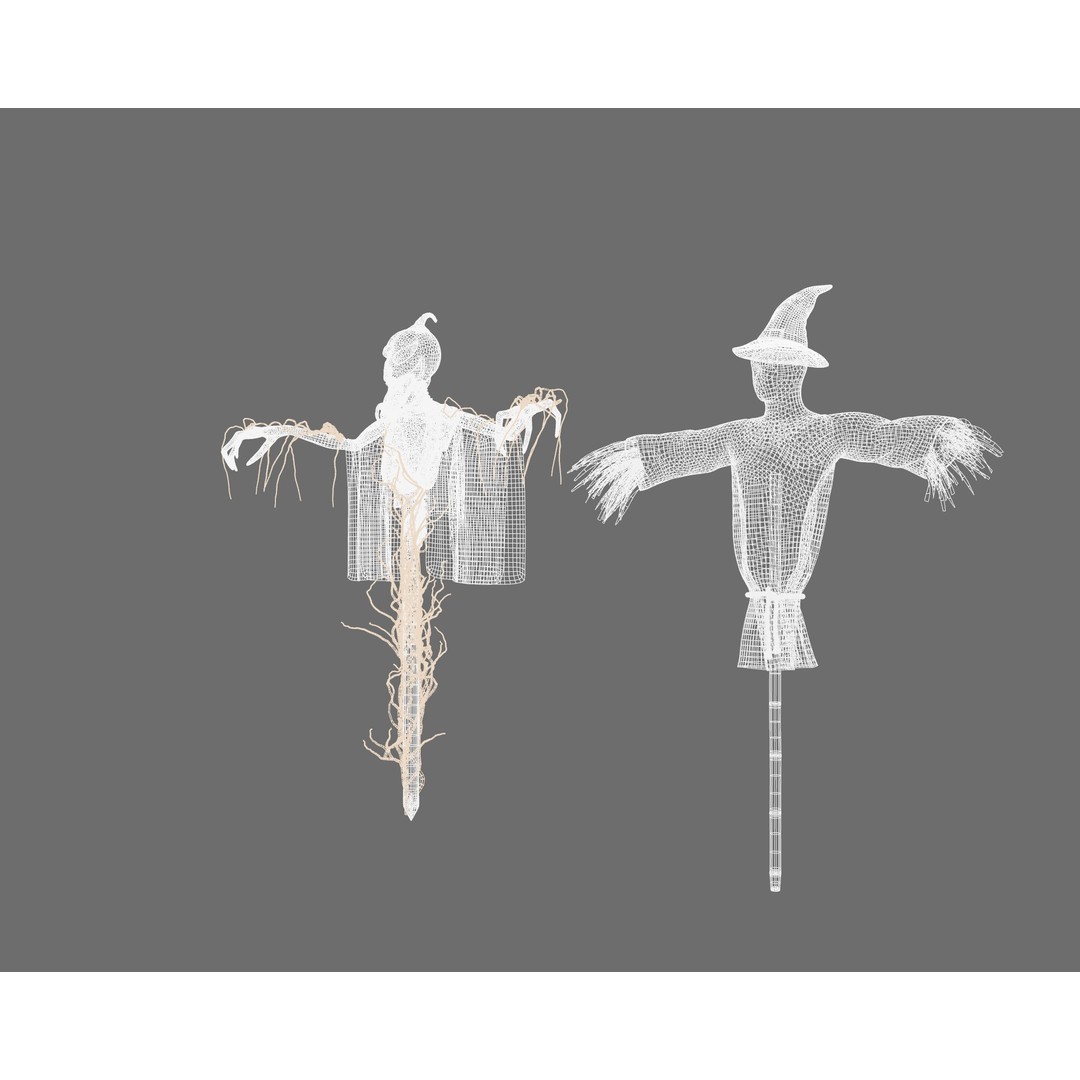 Scarecrow 3D Model – Low Poly Halloween Game Asset, FBX - View 17