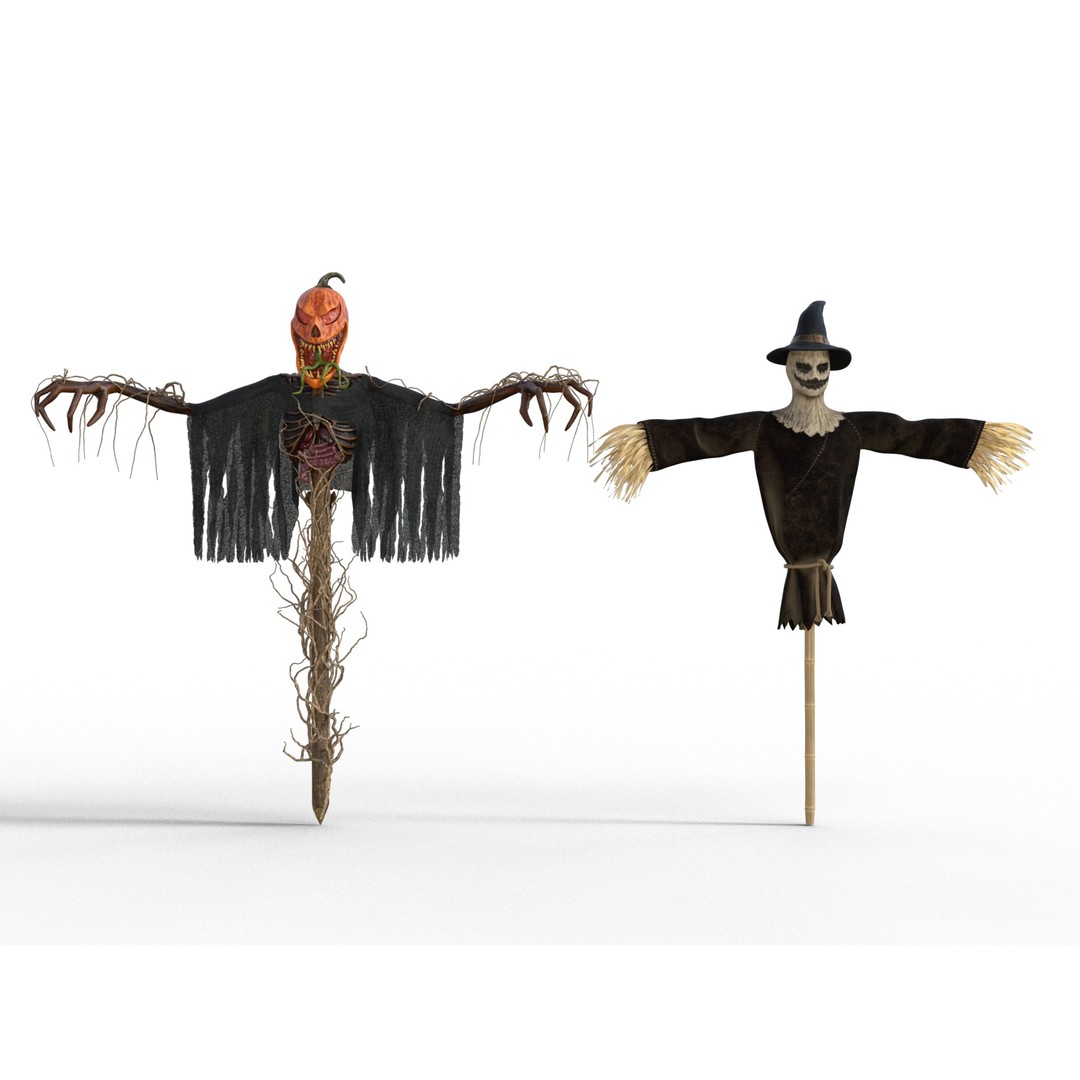 Scarecrow 3D Model – Low Poly Halloween Game Asset, FBX - View 3