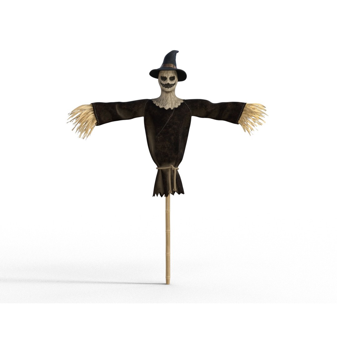 Scarecrow 3D Model – Low Poly Halloween Game Asset, FBX - View 6
