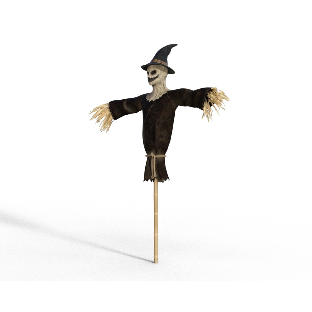 Scarecrow 3D Model – Low Poly Halloween Game Asset, FBX - View 8