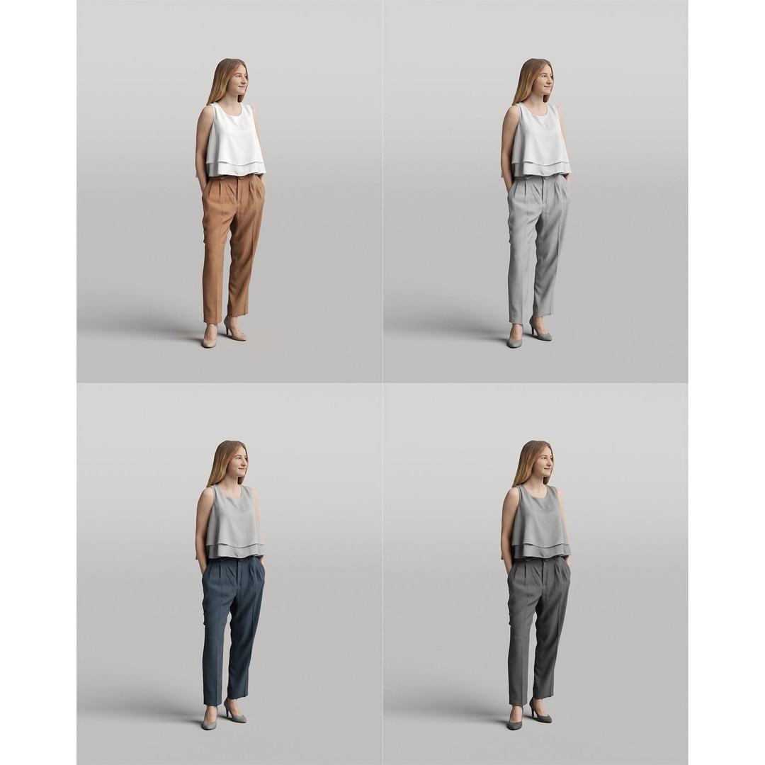 Young Woman 3D Model – Casual Standing Character, FBX, PBR