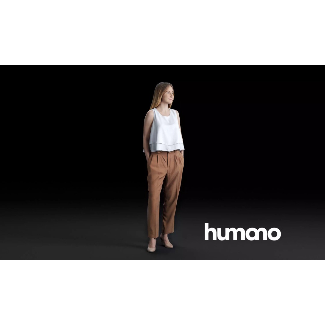 Young Woman 3D Model – Casual Standing Character, FBX, PBR - View 2