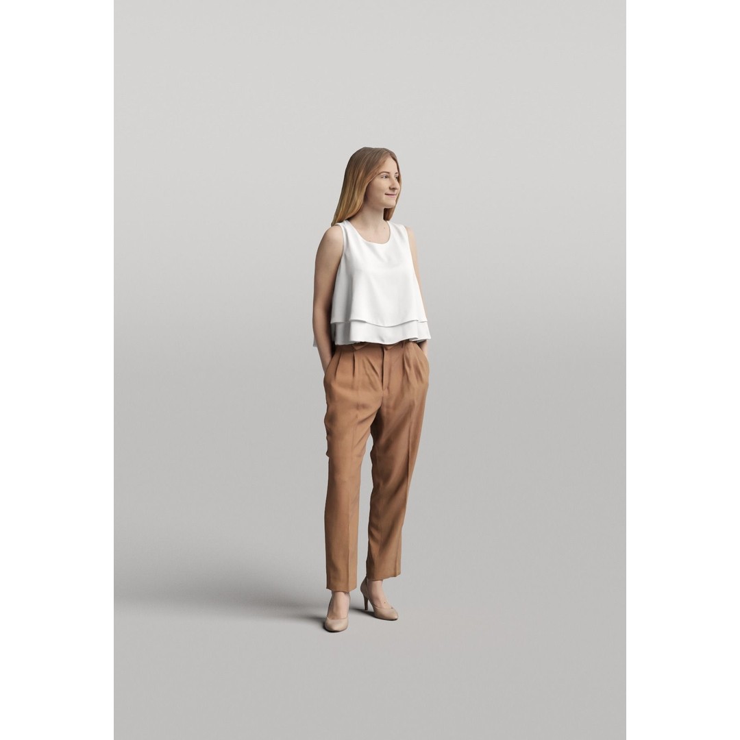 Young Woman 3D Model – Casual Standing Character, FBX, PBR - View 3