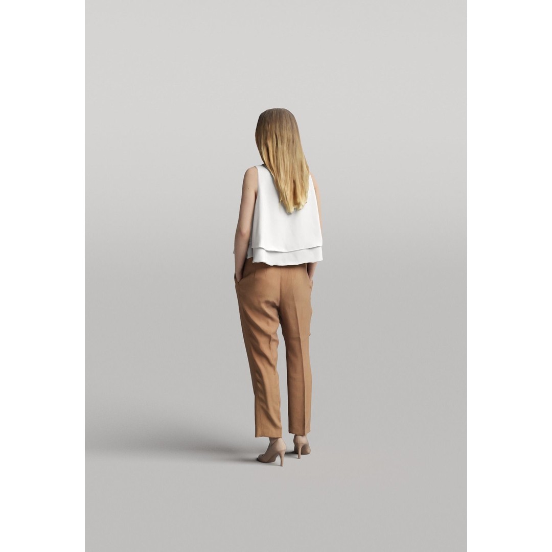 Young Woman 3D Model – Casual Standing Character, FBX, PBR - View 4