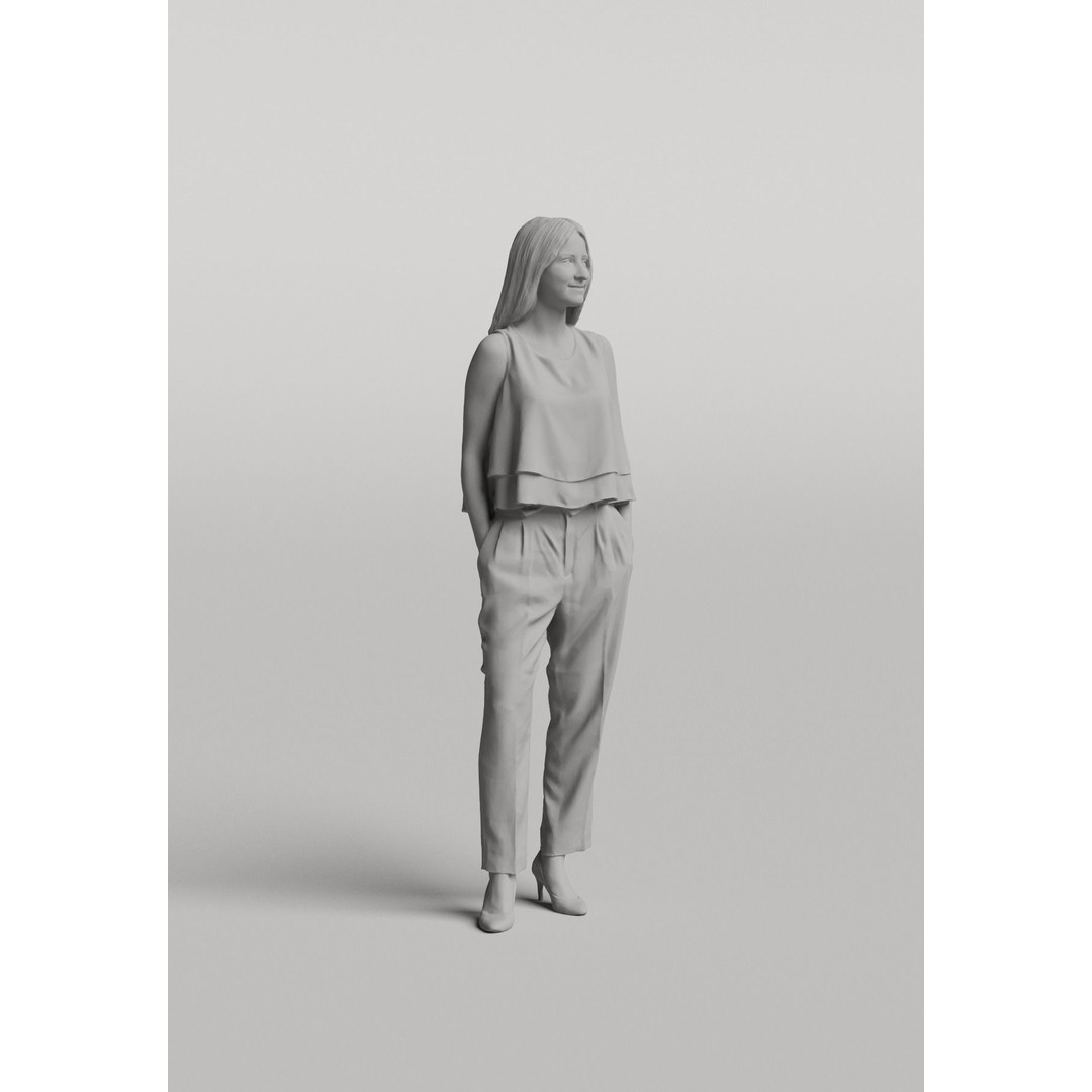 Young Woman 3D Model – Casual Standing Character, FBX, PBR - View 5