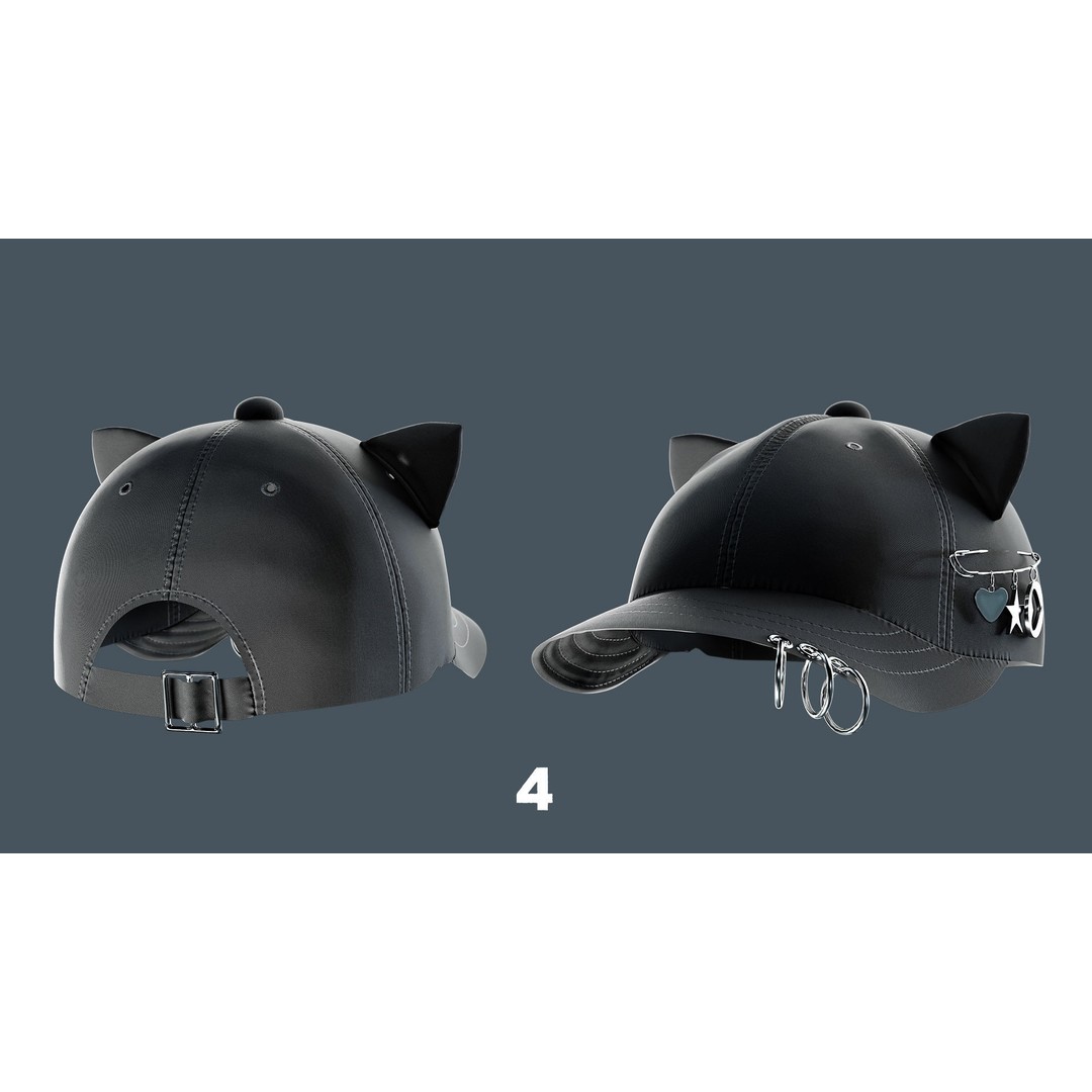 Caps and Hats 3D Model – Low Poly Game-Ready Clothing, FBX, OBJ - View 6