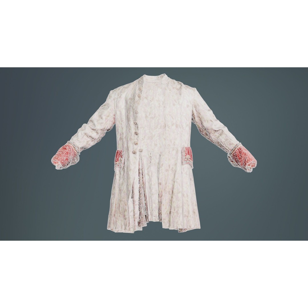 Leaf Jacket 3D Model – Low Poly Coat with PBR Textures, Blender - View 11