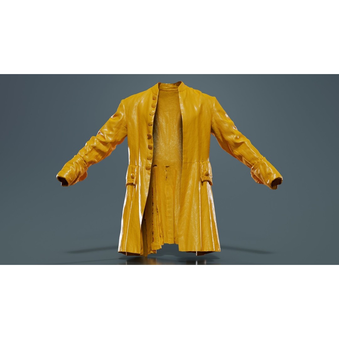 Leaf Jacket 3D Model – Low Poly Coat with PBR Textures, Blender - View 14