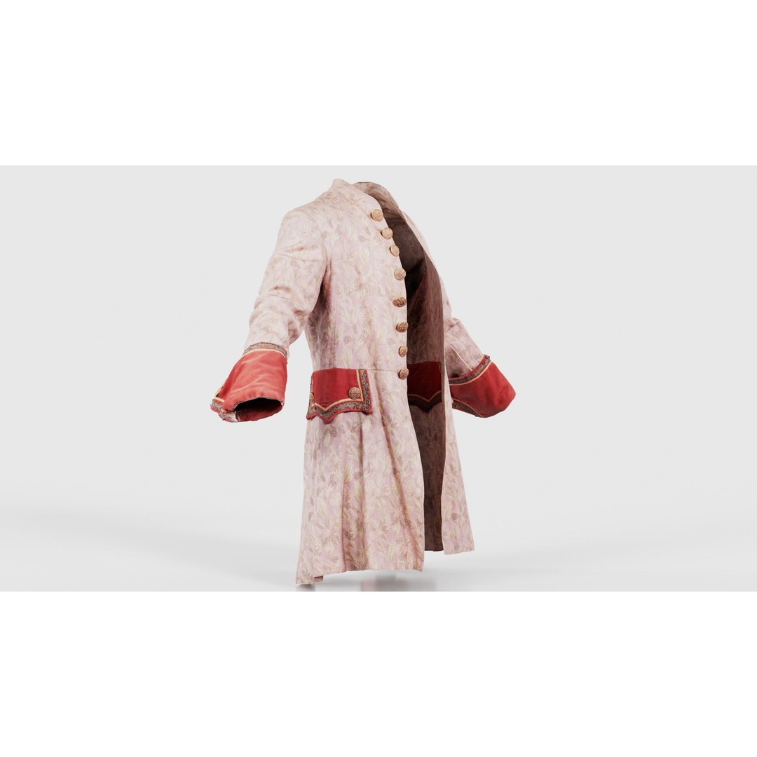 Leaf Jacket 3D Model – Low Poly Coat with PBR Textures, Blender - View 19