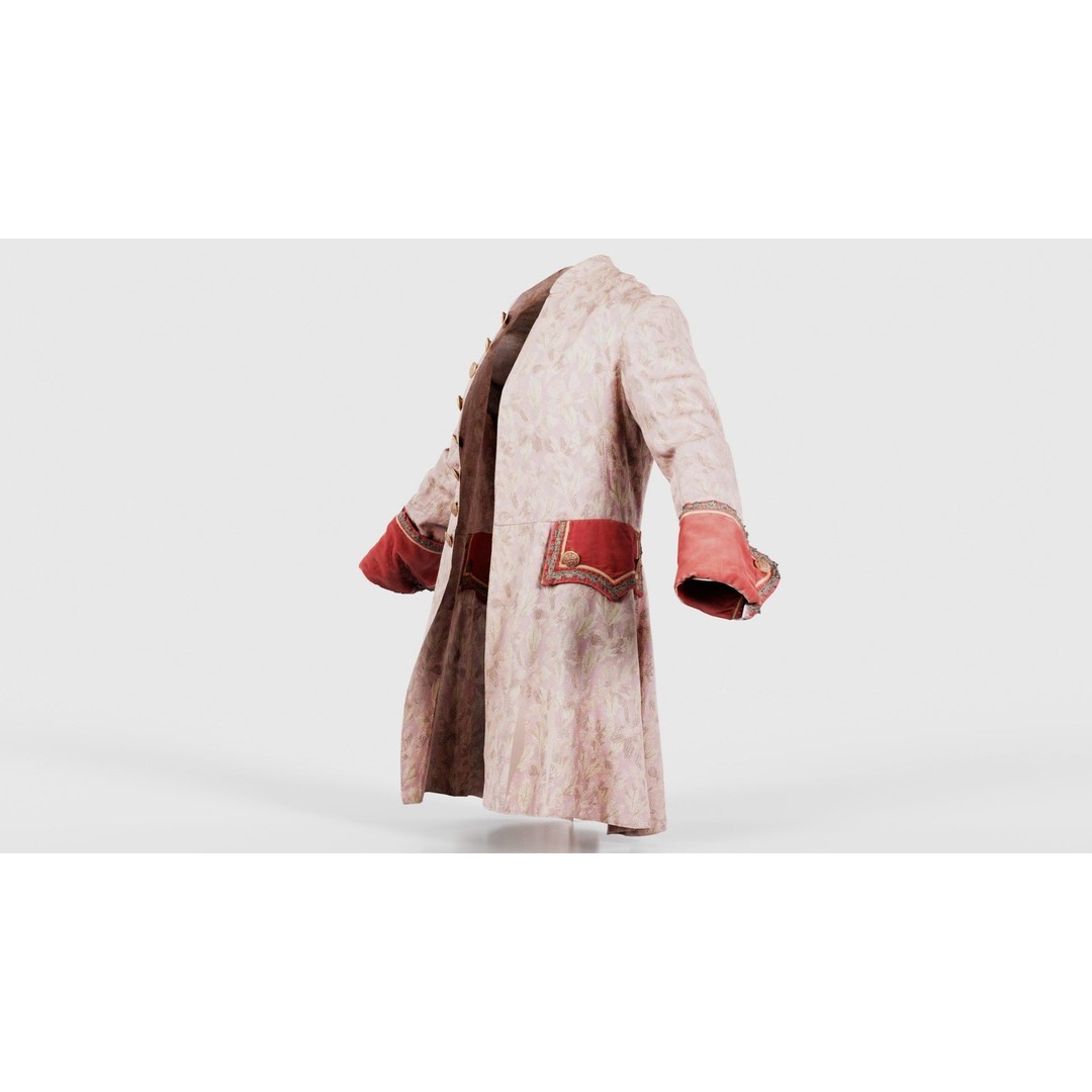 Leaf Jacket 3D Model – Low Poly Coat with PBR Textures, Blender - View 27