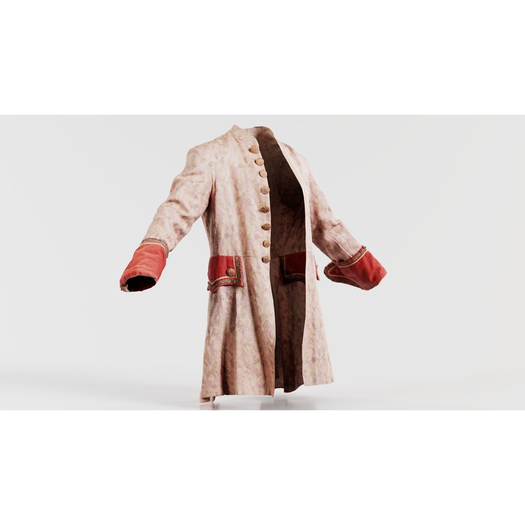 Leaf Jacket 3D Model – Low Poly Coat with PBR Textures, Blender - View 3