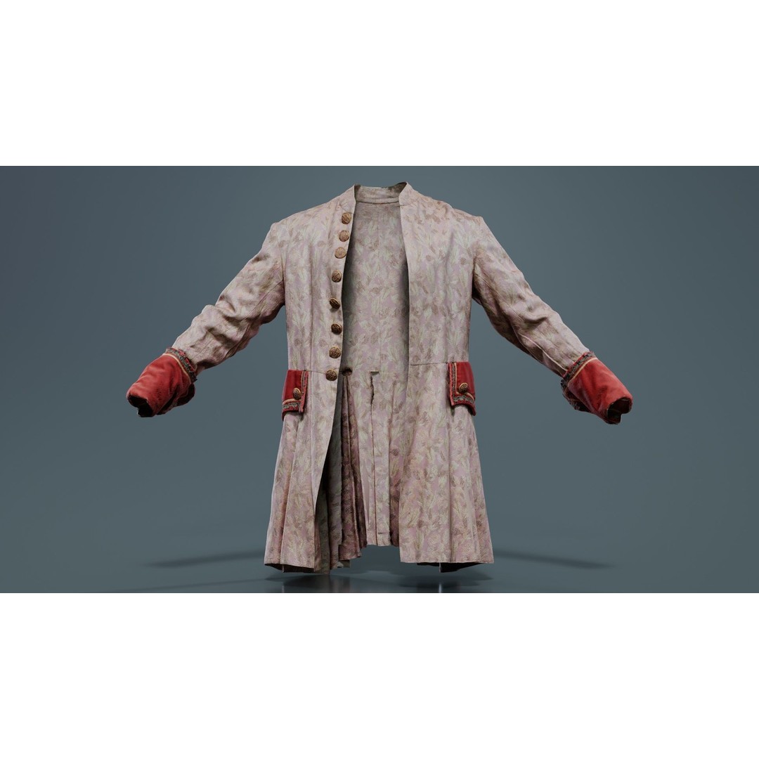 Leaf Jacket 3D Model – Low Poly Coat with PBR Textures, Blender - View 4