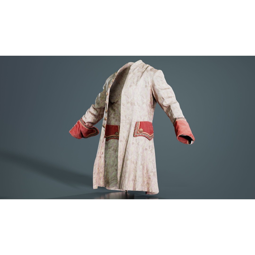 Leaf Jacket 3D Model – Low Poly Coat with PBR Textures, Blender - View 6