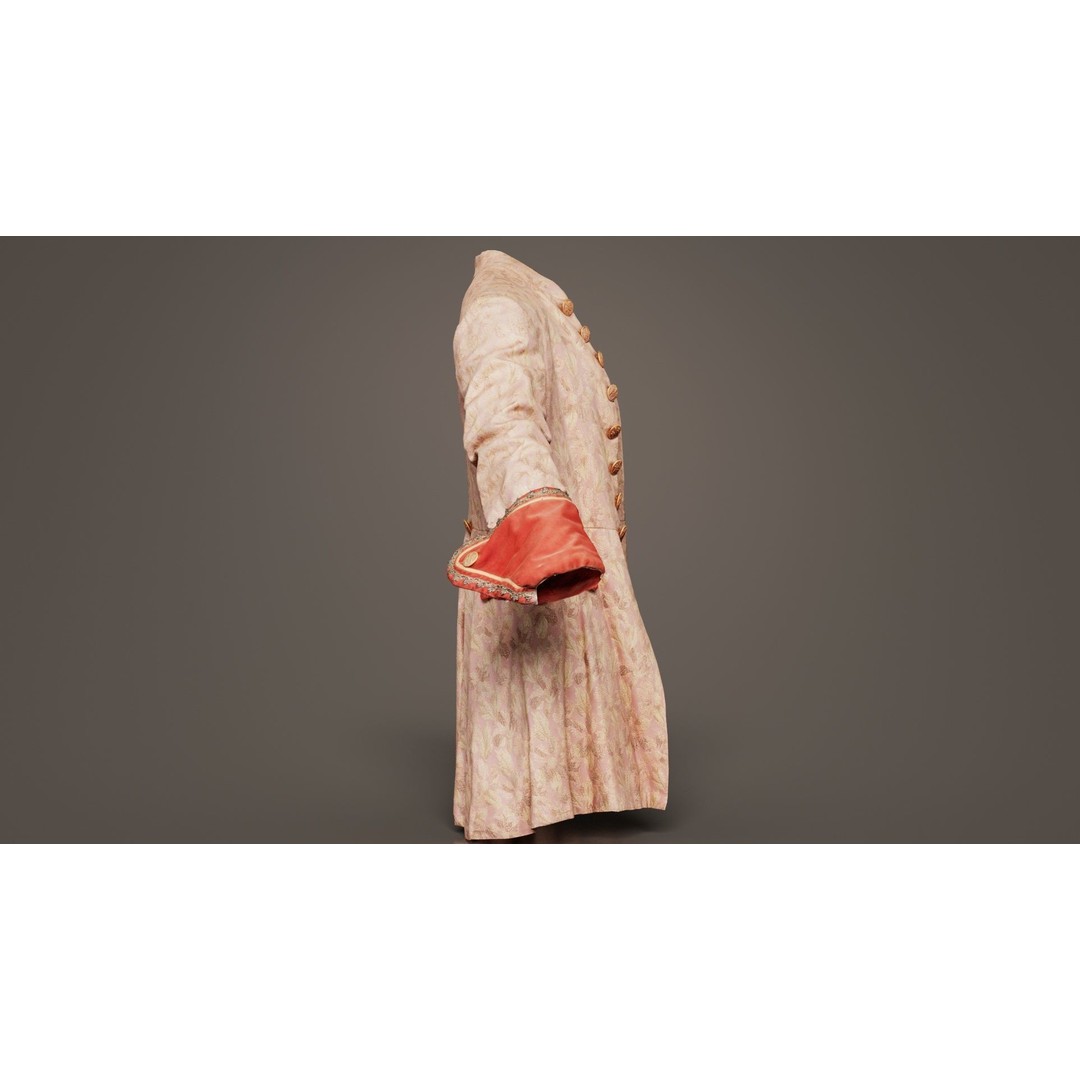 Leaf Jacket 3D Model – Low Poly Coat with PBR Textures, Blender - View 9