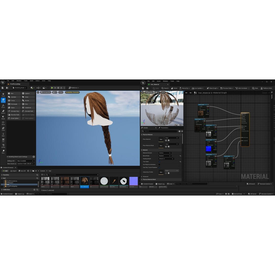 Realtime Haircard 3D Model – Low Poly Game Asset, FBX, OBJ - View 4