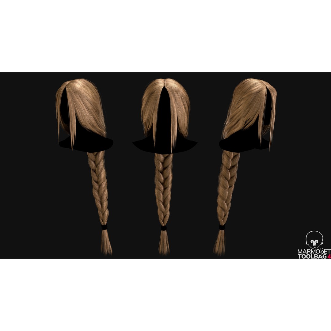 Realtime Haircard 3D Model – Low Poly Game Asset, FBX, OBJ - View 7