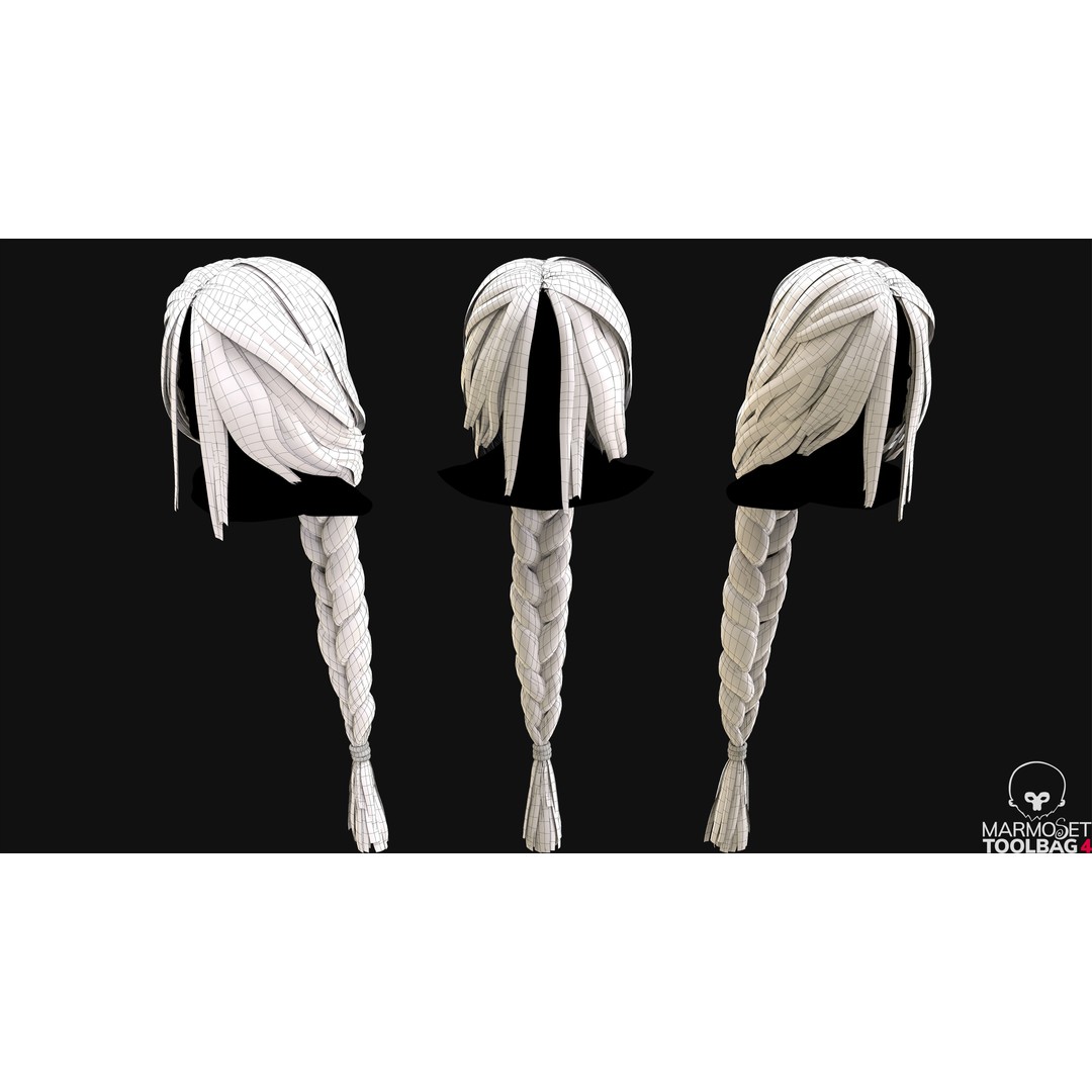 Realtime Haircard 3D Model – Low Poly Game Asset, FBX, OBJ - View 8