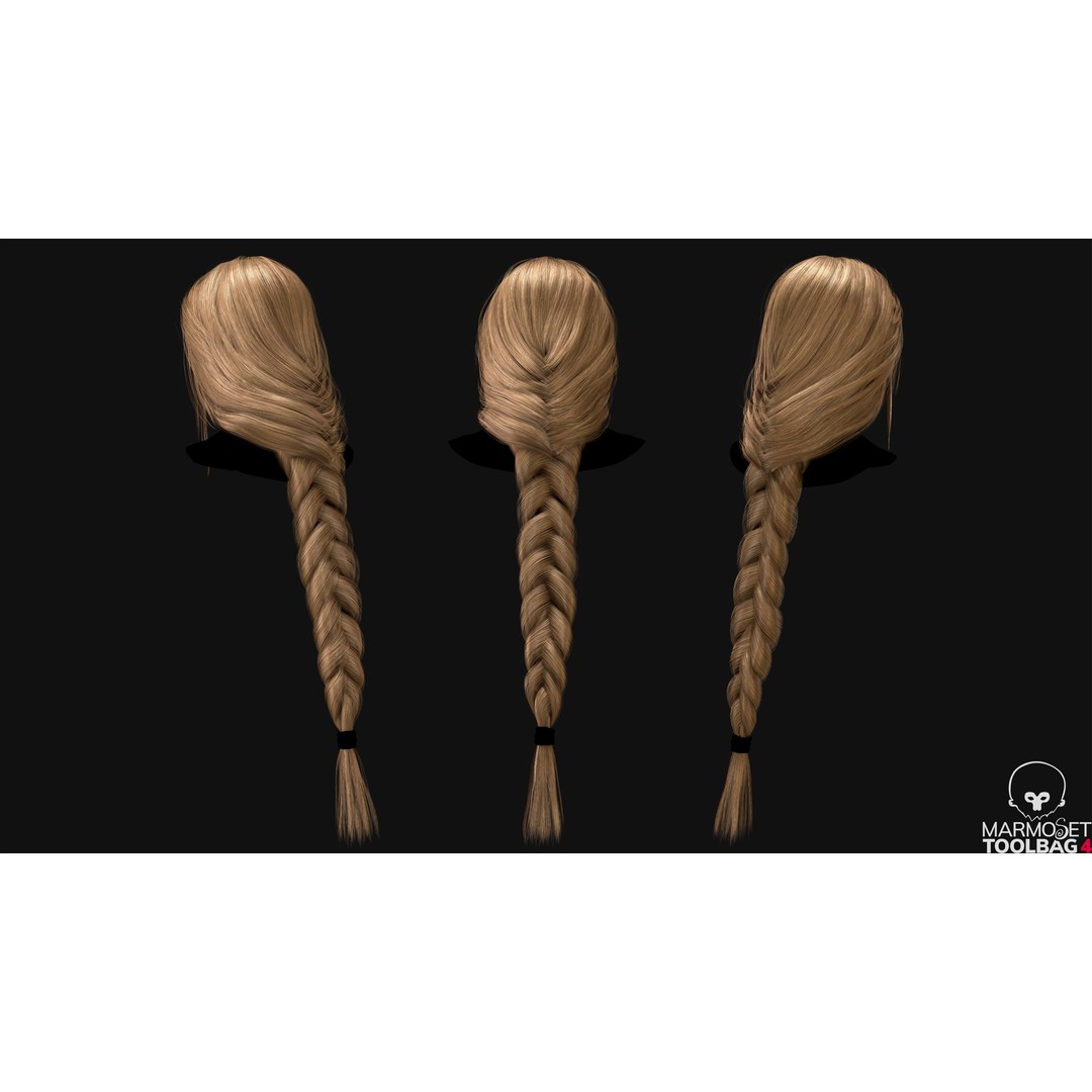 Realtime Haircard 3D Model – Low Poly Game Asset, FBX, OBJ - View 9
