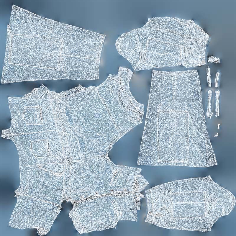 Chest Zippers Jeans Salopet 3D Model – Low Poly Denim Jumpsuit, FBX, Blender - View 16