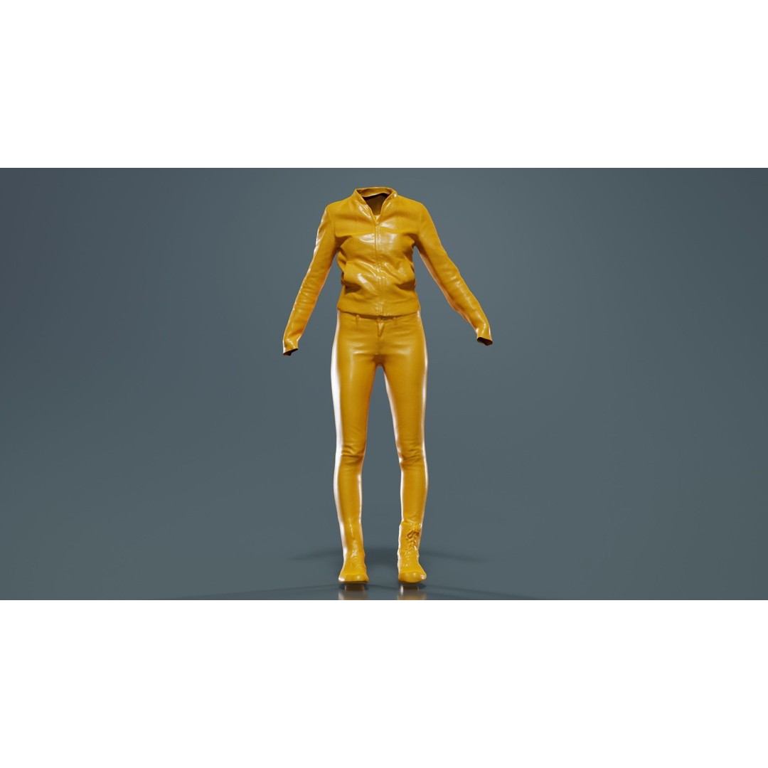 Leather Combo Outfit 3D Model – Low Poly Female Clothing, FBX, PBR - View 14
