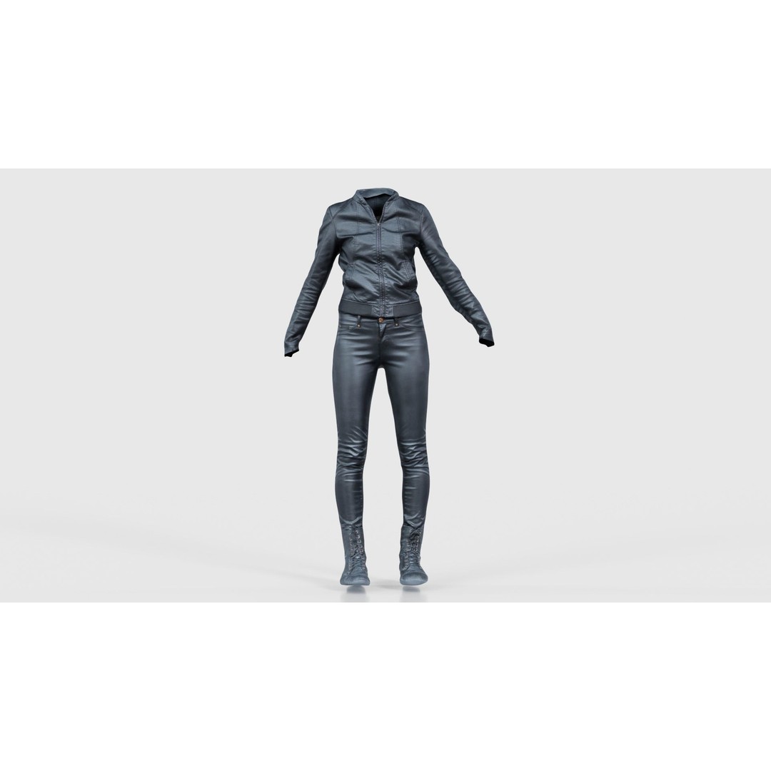 Leather Combo Outfit 3D Model – Low Poly Female Clothing, FBX, PBR - View 17