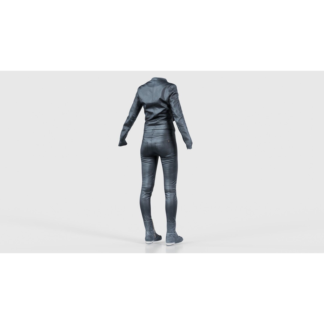 Leather Combo Outfit 3D Model – Low Poly Female Clothing, FBX, PBR - View 22