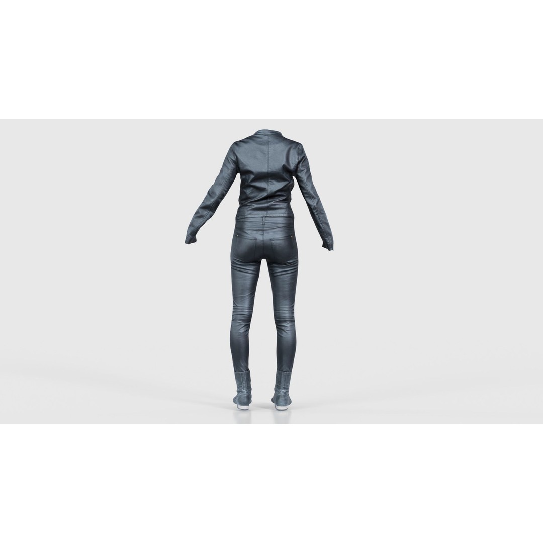 Leather Combo Outfit 3D Model – Low Poly Female Clothing, FBX, PBR - View 23