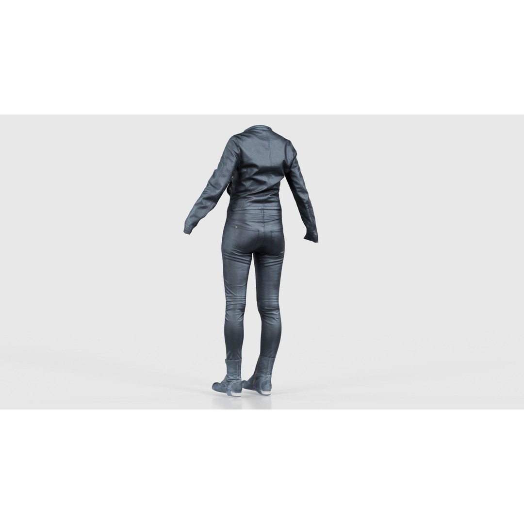 Leather Combo Outfit 3D Model – Low Poly Female Clothing, FBX, PBR - View 24